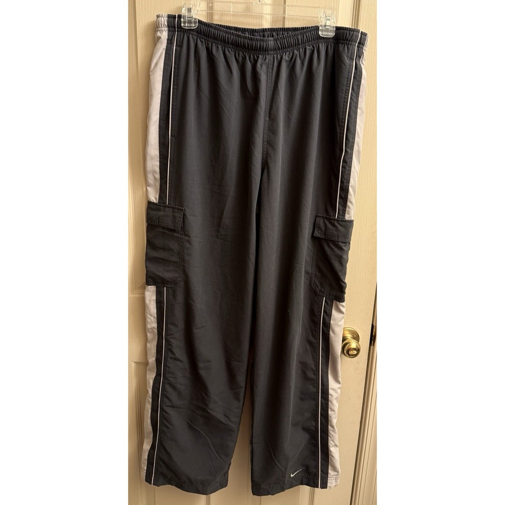 Vintage‎ Nike Track Pants Mens XL Gray Cargo Wide Leg Baggy Y2K Lined